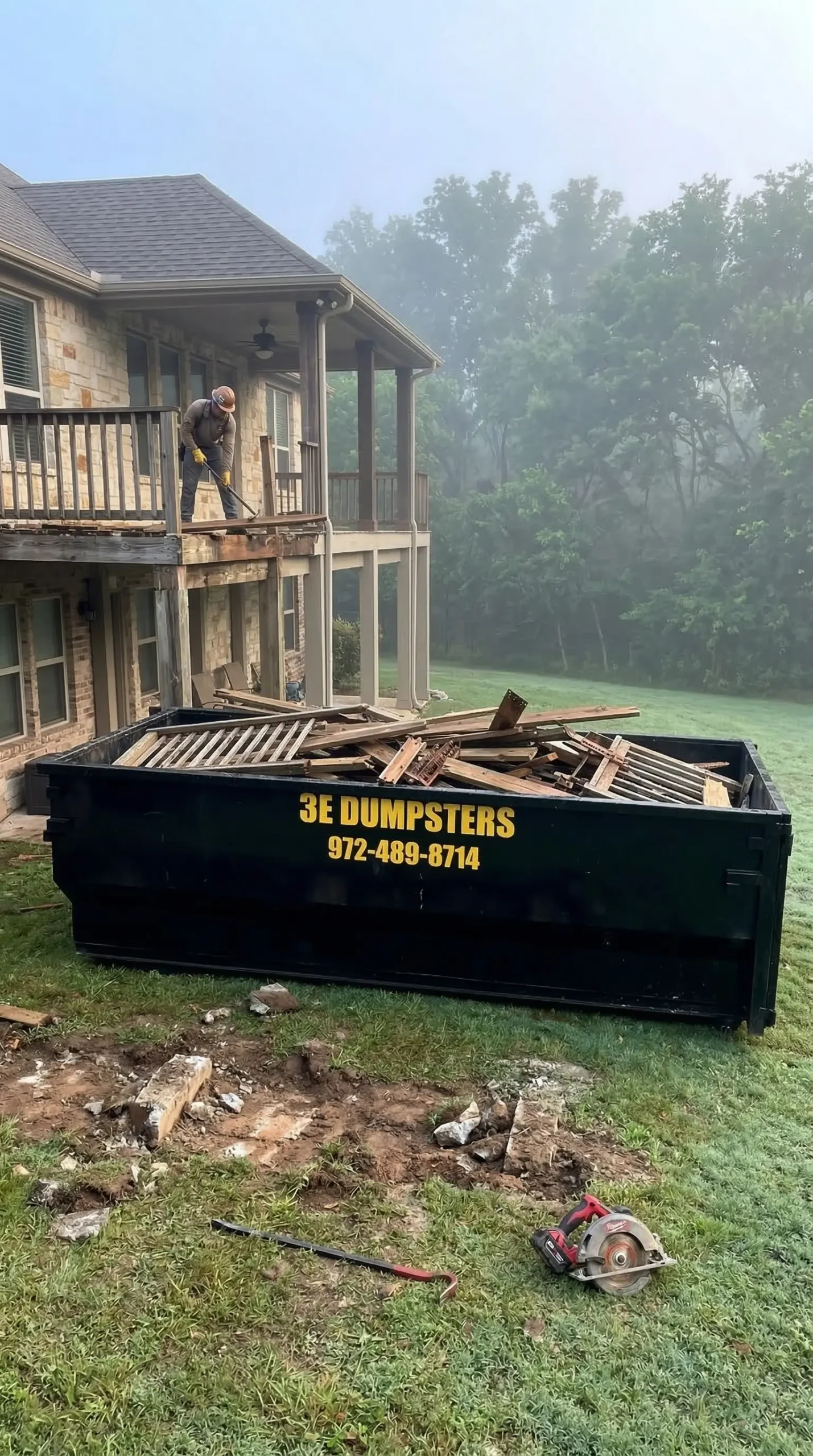 3E Dumpsters roll-off dumpster vertical view in Springtown TX